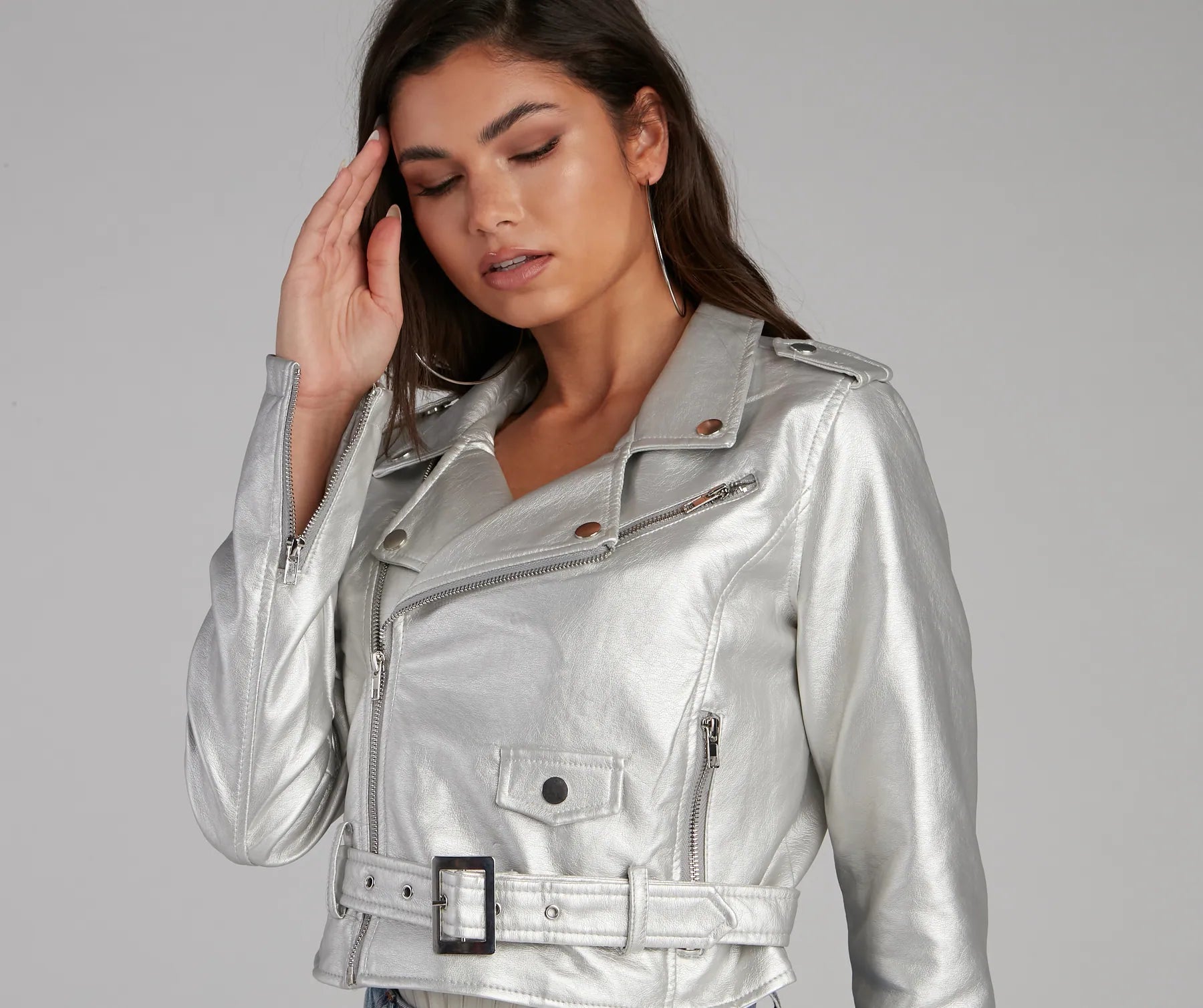 All That Shine Metallic Moto Jacket - Image 3