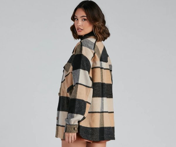 Check It Plaid Button Shacket - Image 2