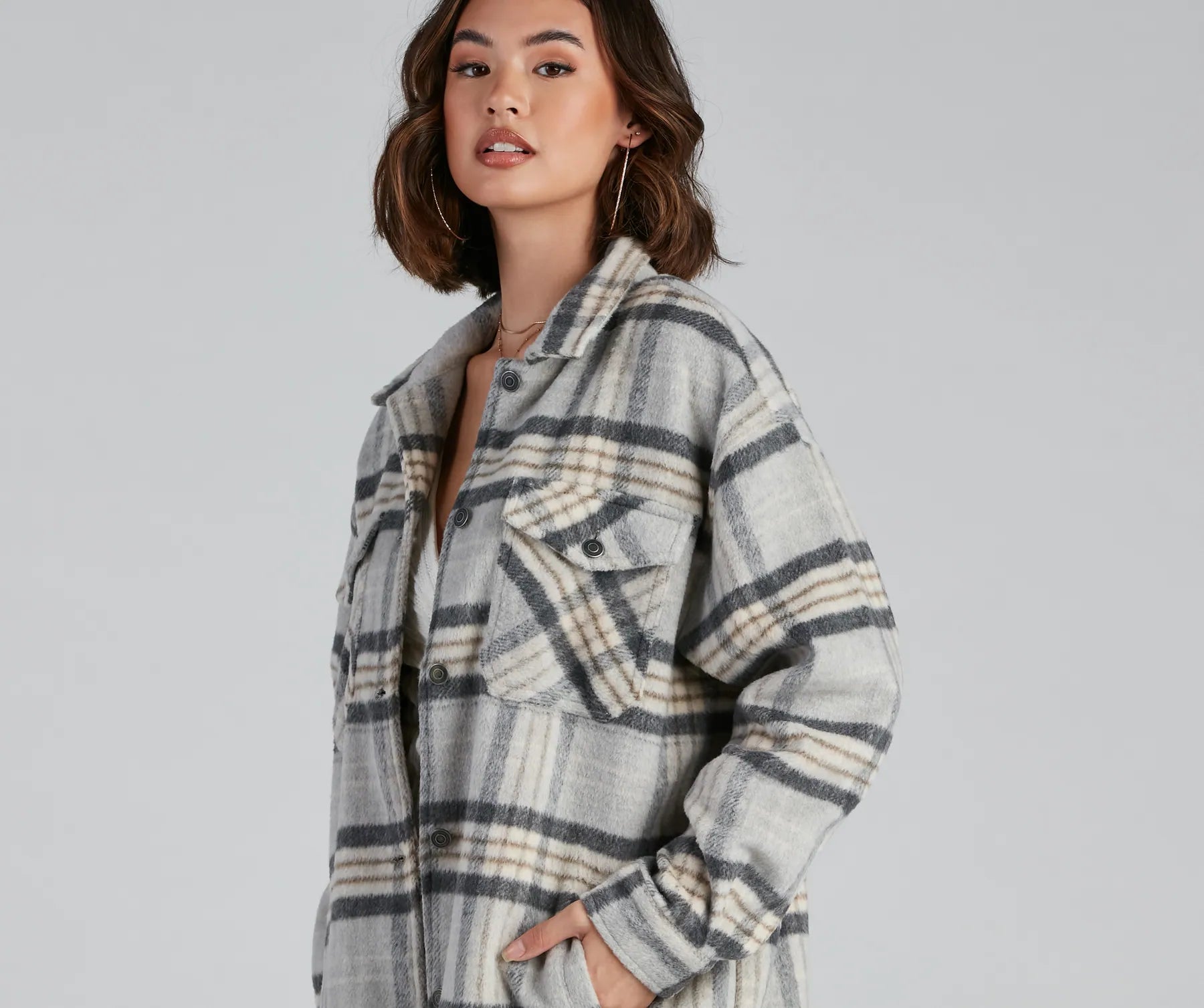 Cozy Casual Plaid Wool Shacket - Image 4