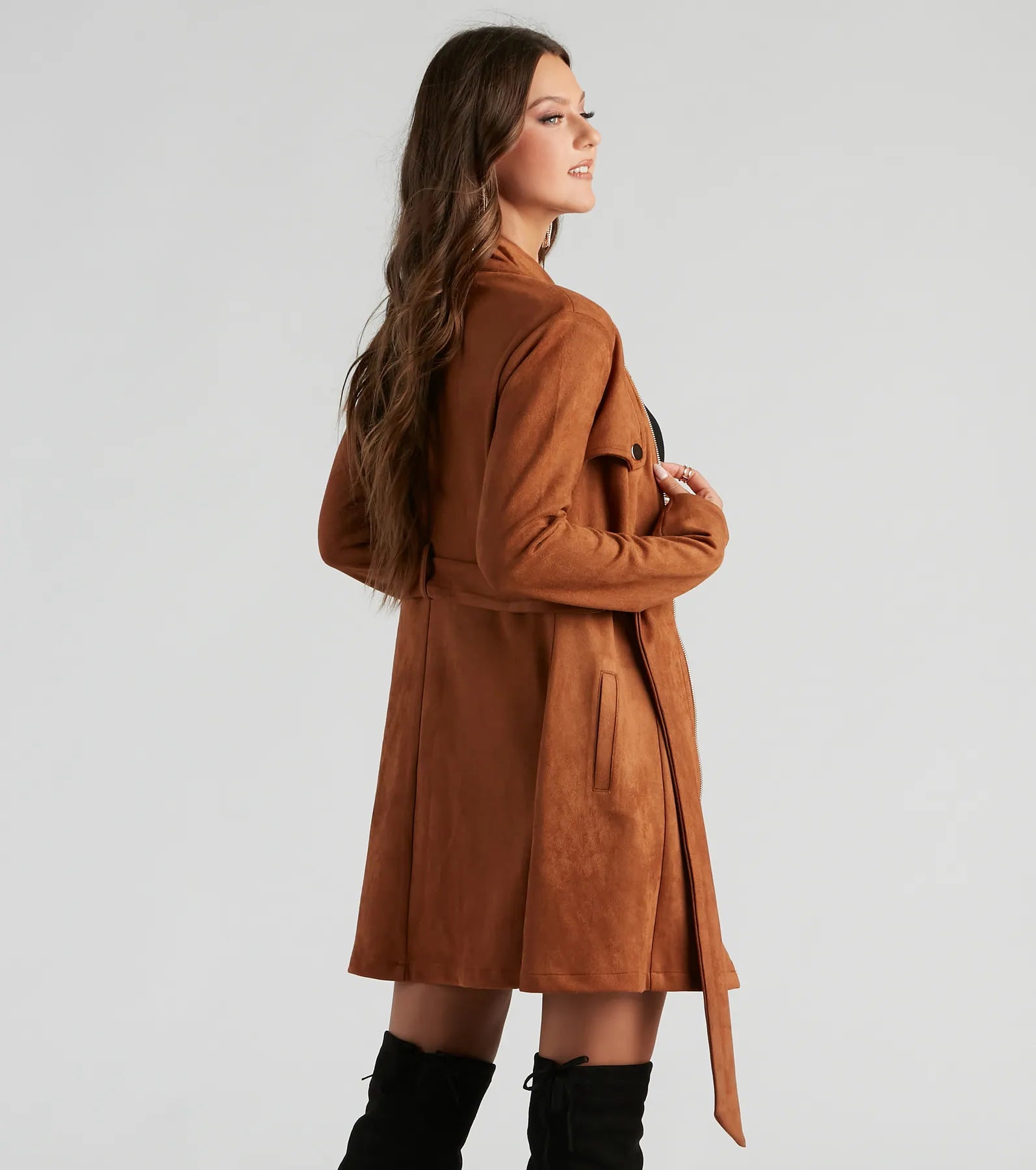 City Chic Babe Trench Dress - Image 11