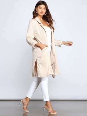 Striped Sophistication Long Blazer