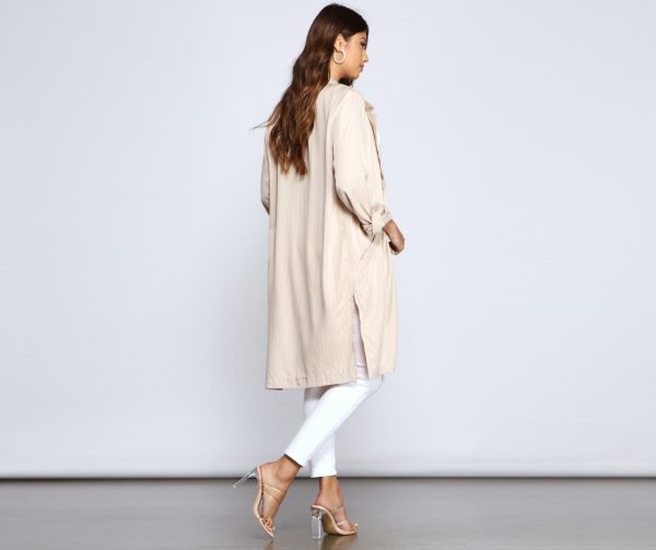 Striped Sophistication Long Blazer - Image 2