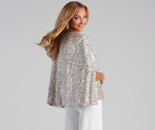 Curtain Call Sequin Knit Cape - Image 2