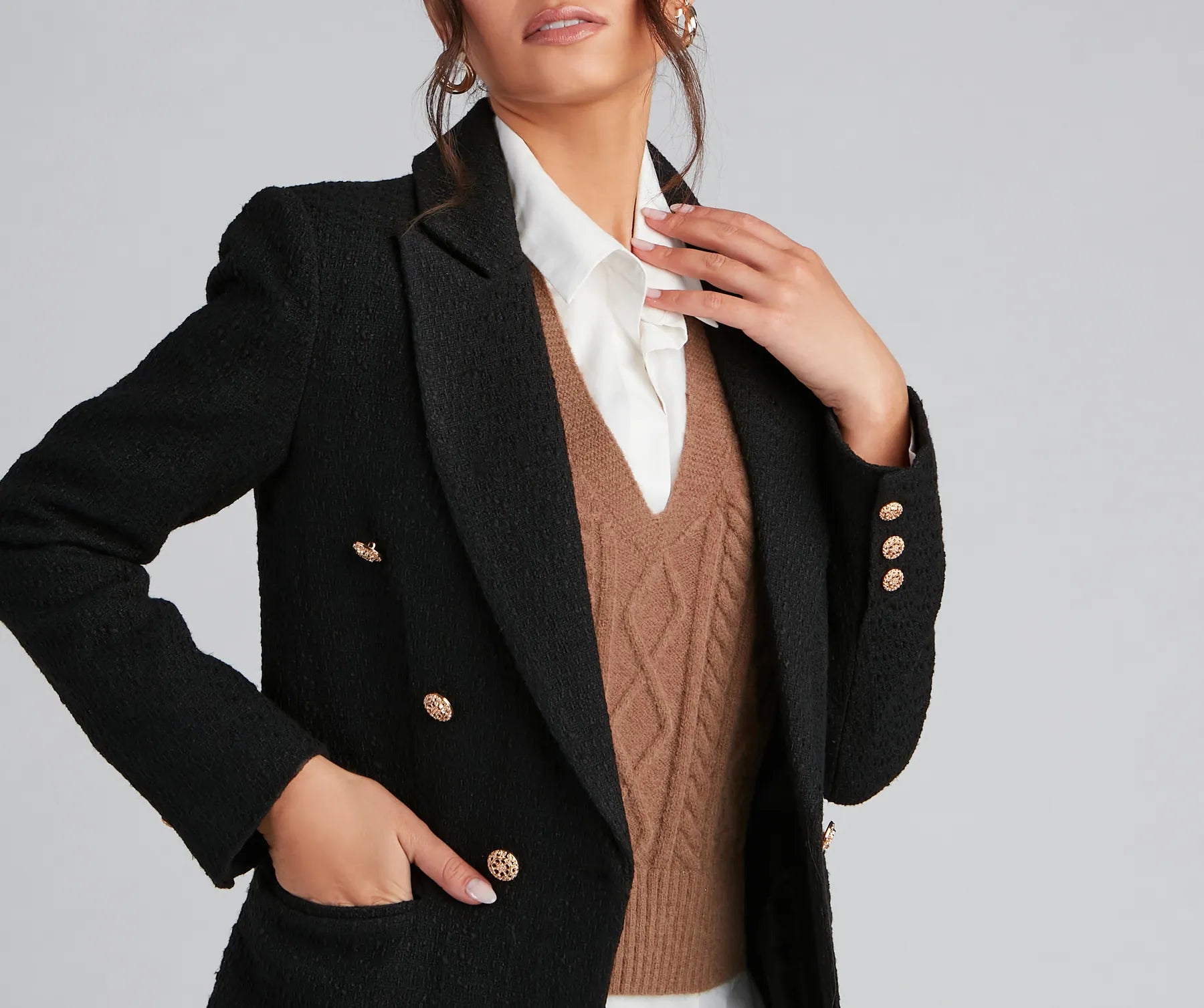 Posh Moment Tweed Blazer - Image 3