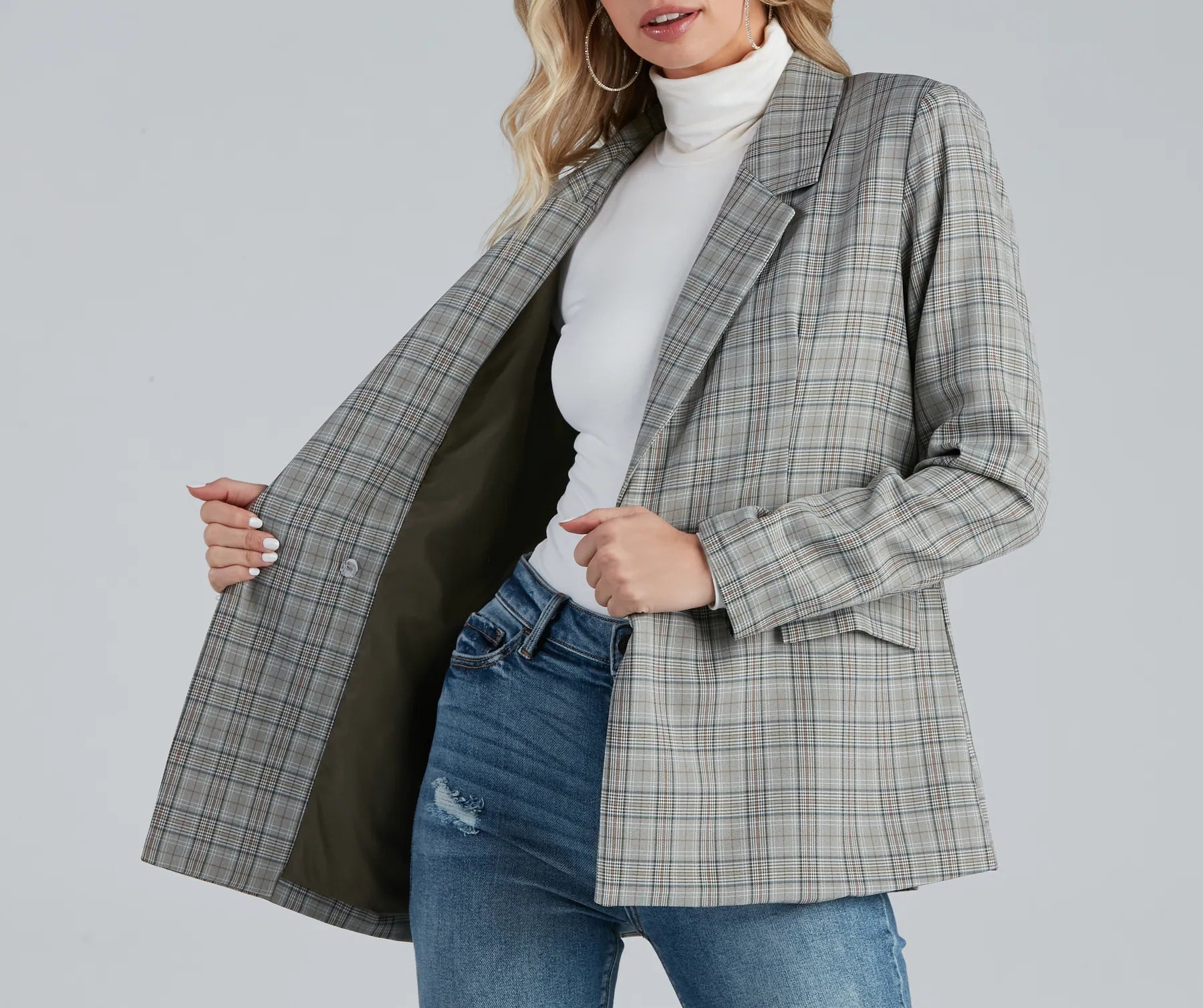 Perfect Plaid Oversized Blazer - Image 3