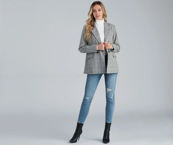 Perfect Plaid Oversized Blazer - Image 4
