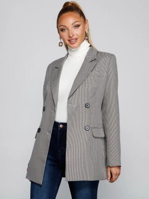 So Professional Plaid Longline Blazer