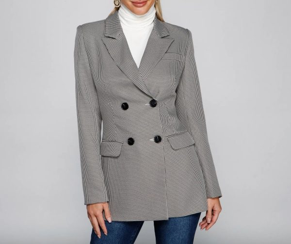 So Professional Plaid Longline Blazer - Image 3