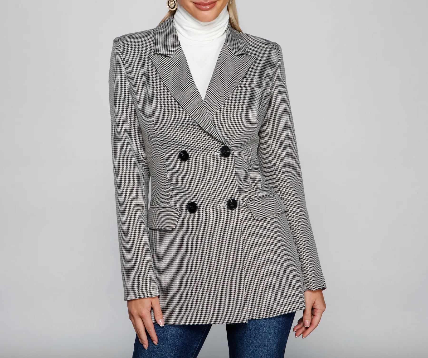 So Professional Plaid Longline Blazer - Image 3