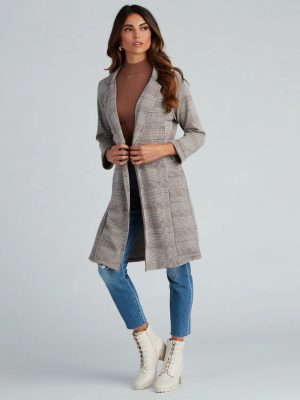 City Chic Plaid Longline Blazer