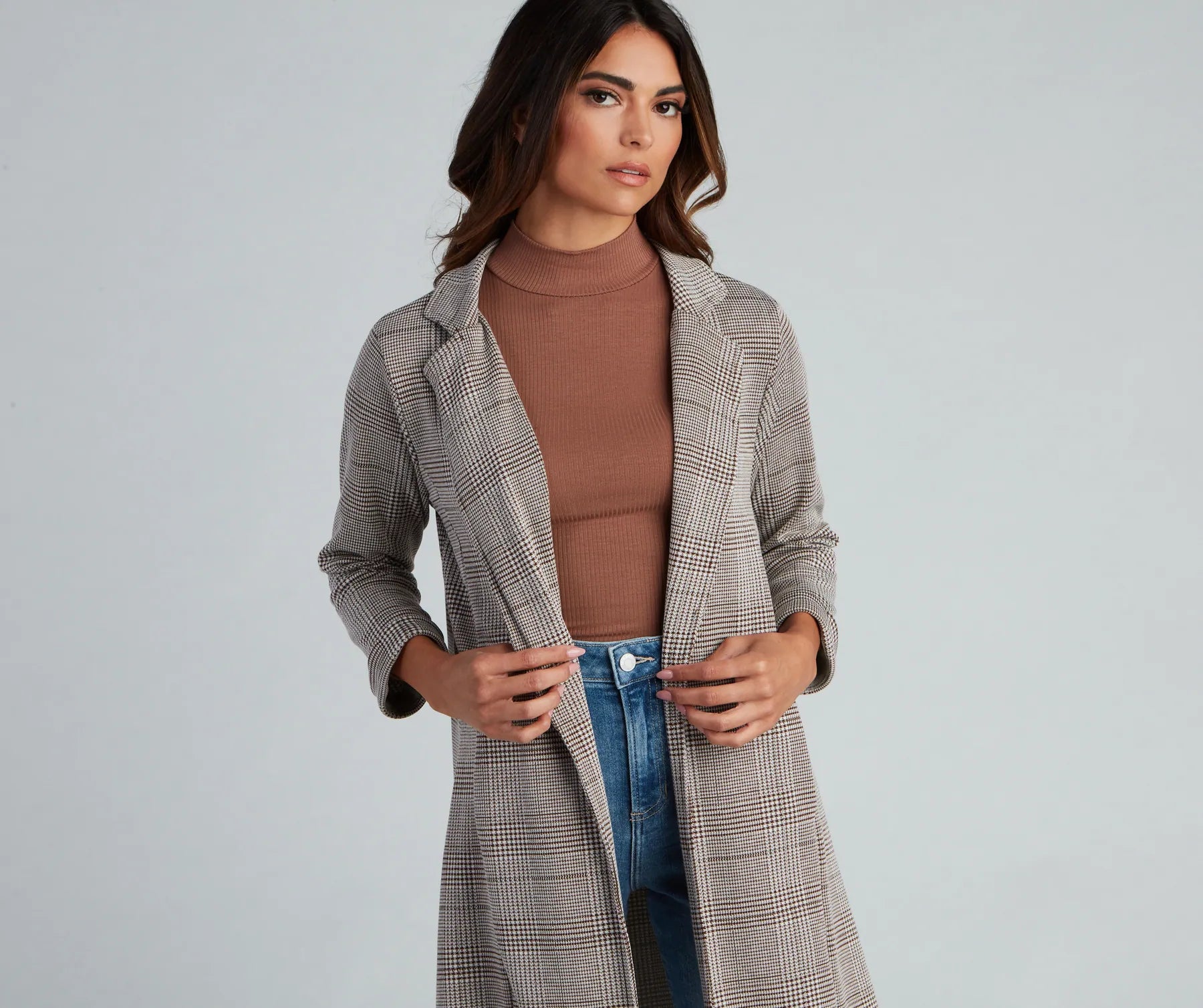 City Chic Plaid Longline Blazer - Image 2