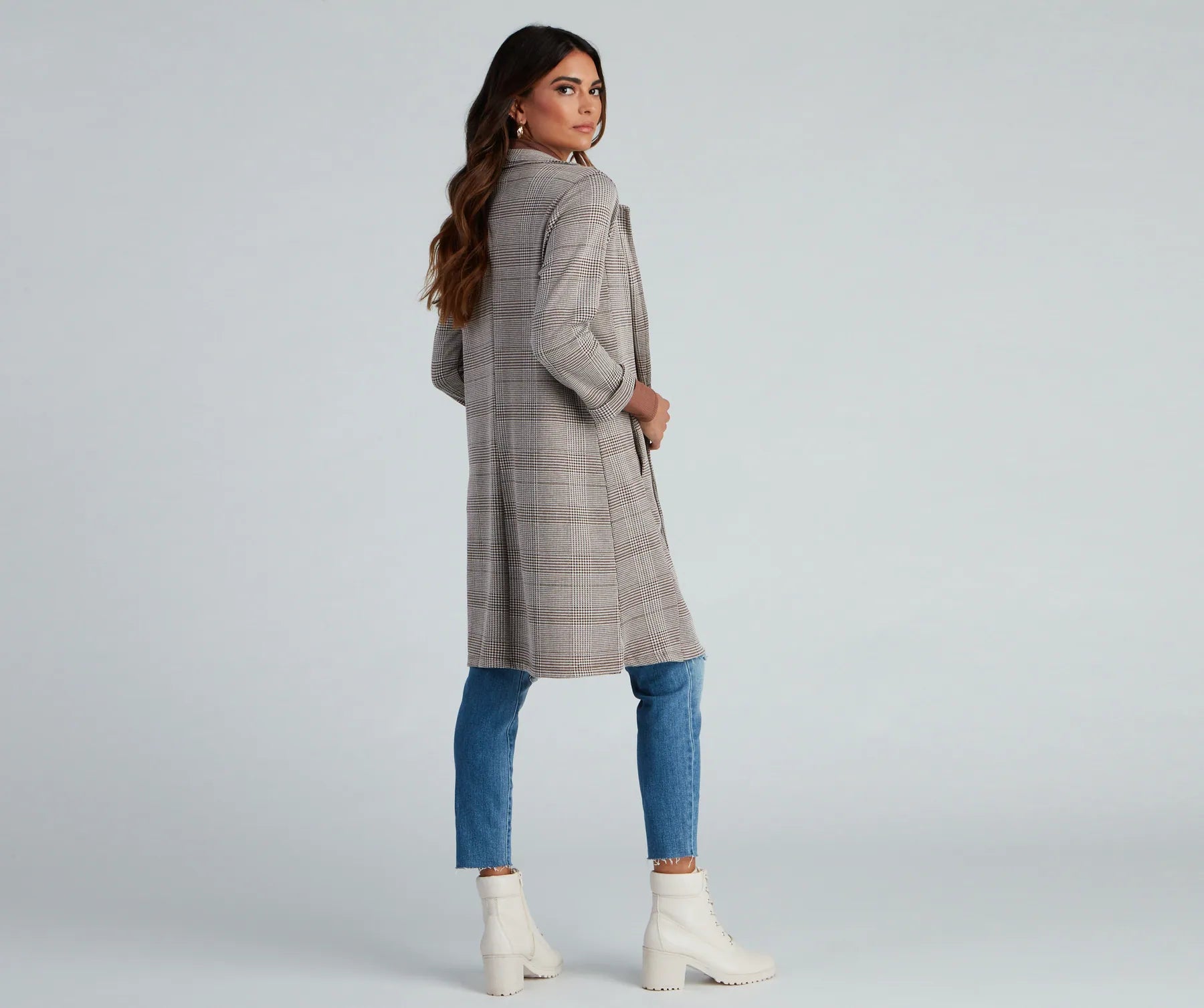 City Chic Plaid Longline Blazer - Image 3