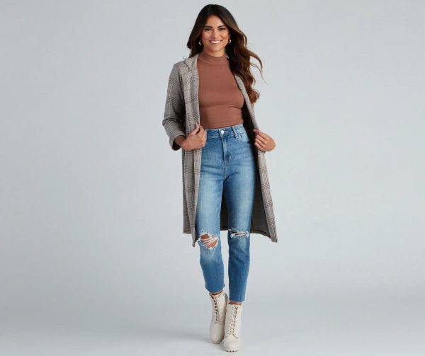 City Chic Plaid Longline Blazer - Image 4
