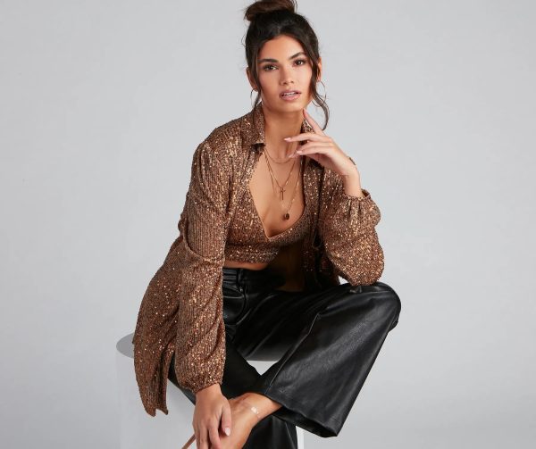 Glitzy Moment Sequin Knit Shacket - Image 2
