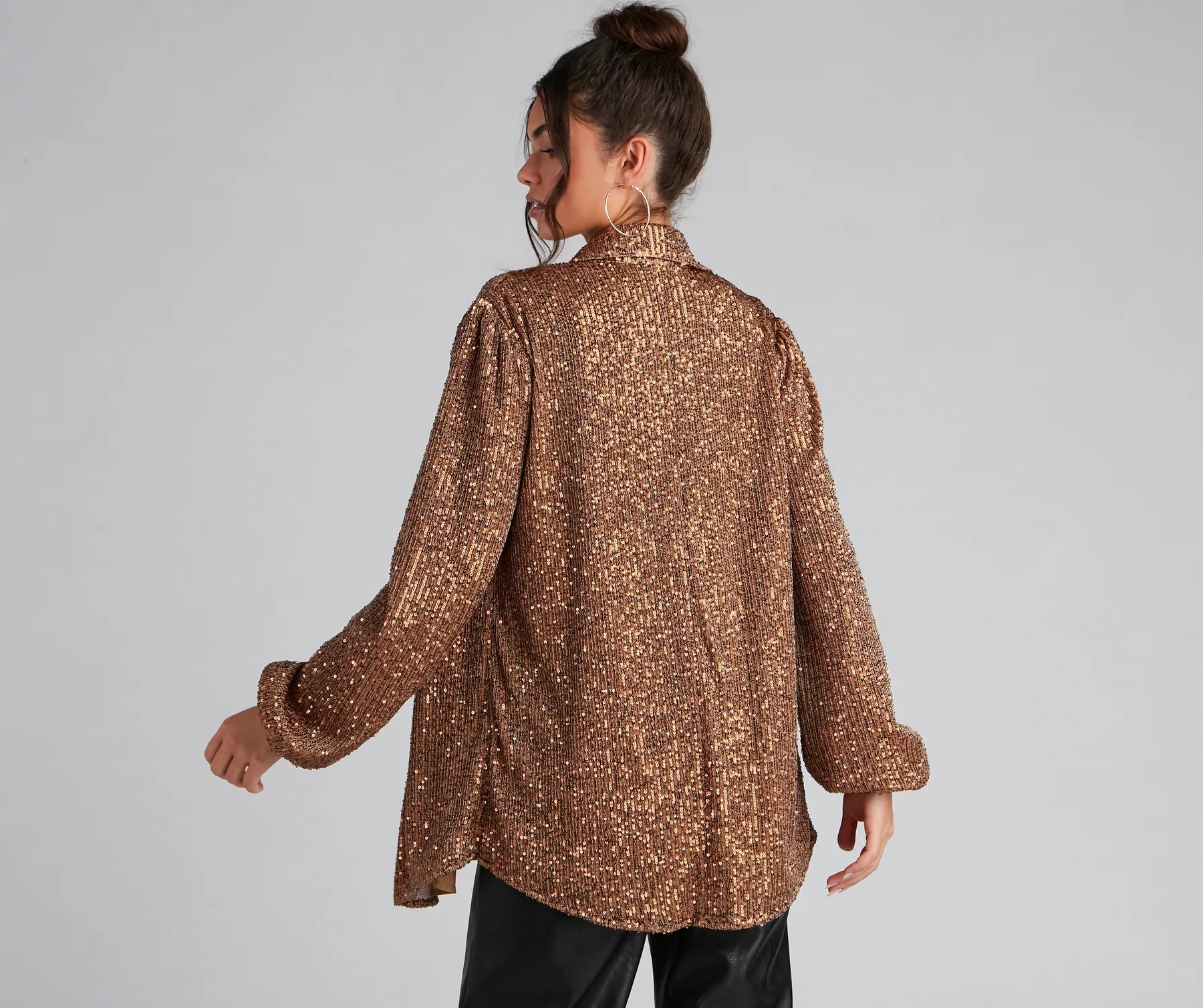 Glitzy Moment Sequin Knit Shacket - Image 3