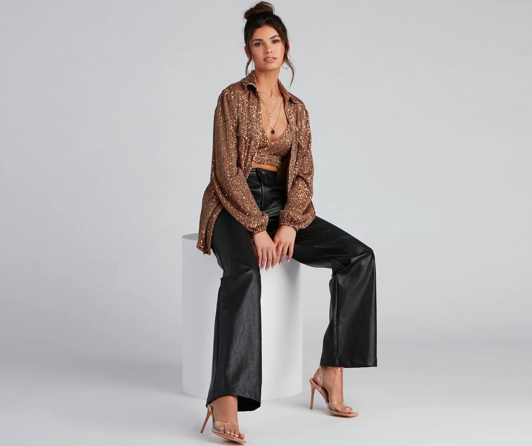 Glitzy Moment Sequin Knit Shacket - Image 4