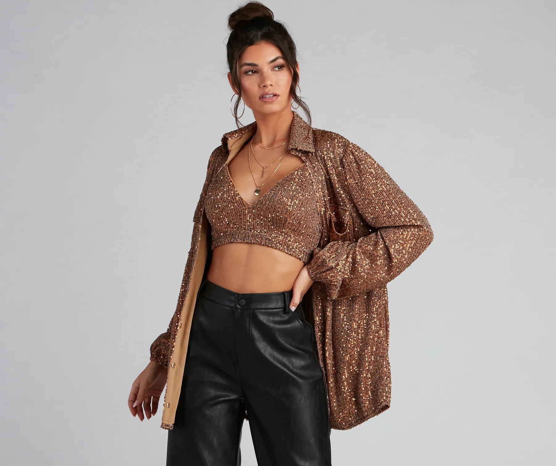 Glitzy Moment Sequin Knit Shacket - Image 5