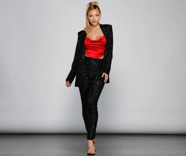 Showtime Chic Sequin Long Blazer - Image 4