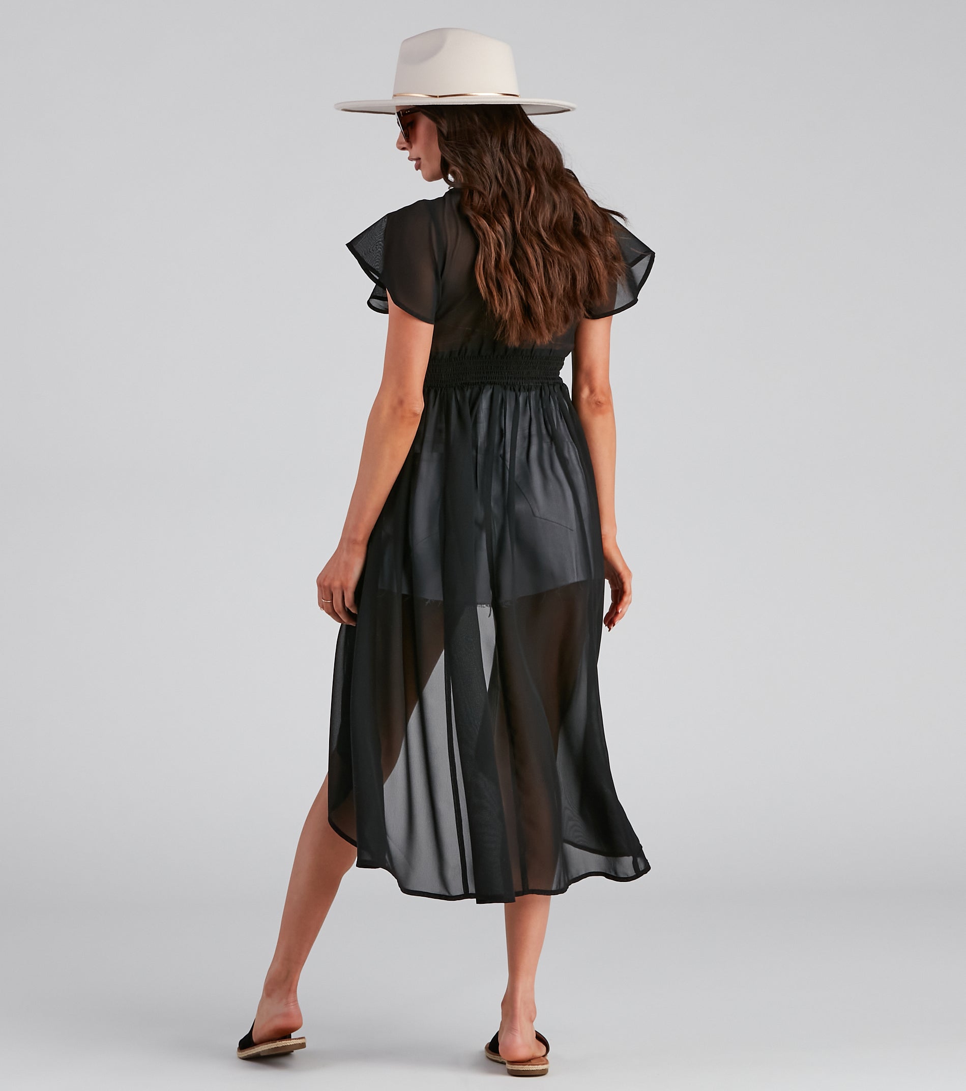 Flirty Flutter Sleeve Chiffon Duster - Image 3
