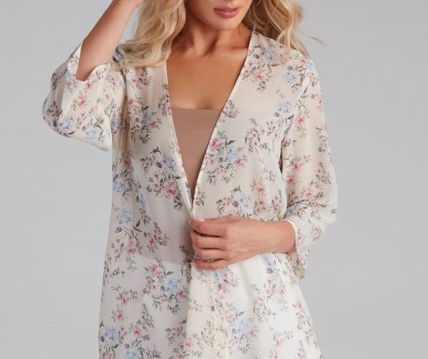 Blossom With Beauty Floral Chiffon Kimono - Image 3