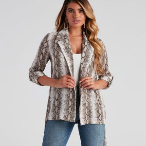 Such A Mood Snake Print Blazer