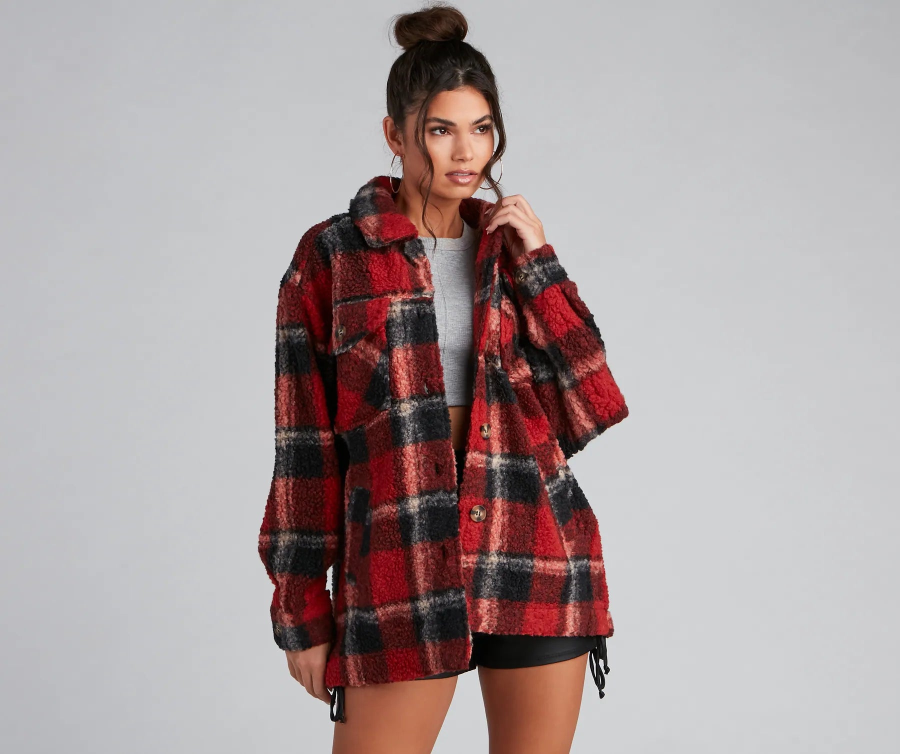 Cozy Layers Plaid Sherpa Shacket - Image 5