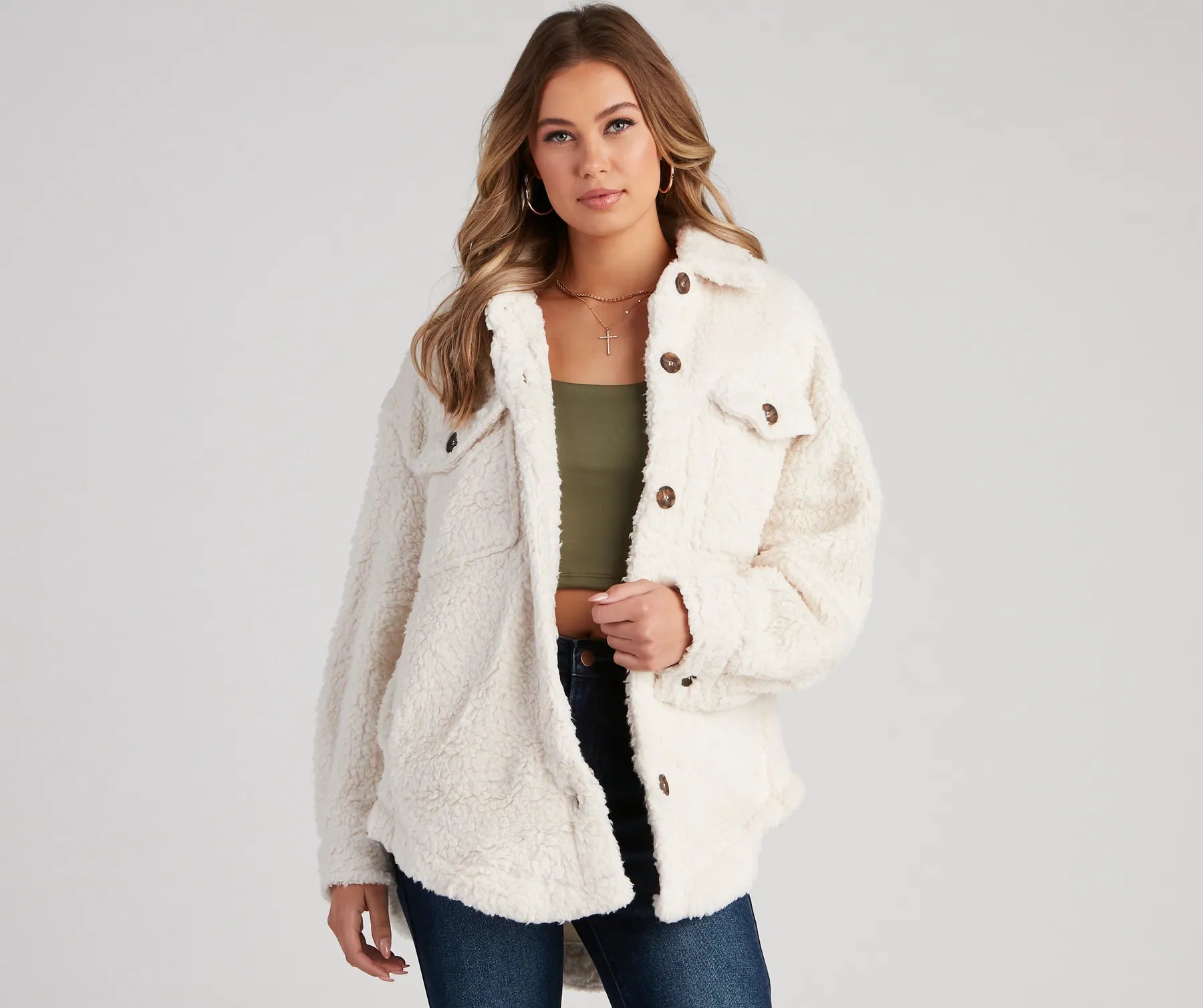 All About Knit Sherpa Shacket - Image 5