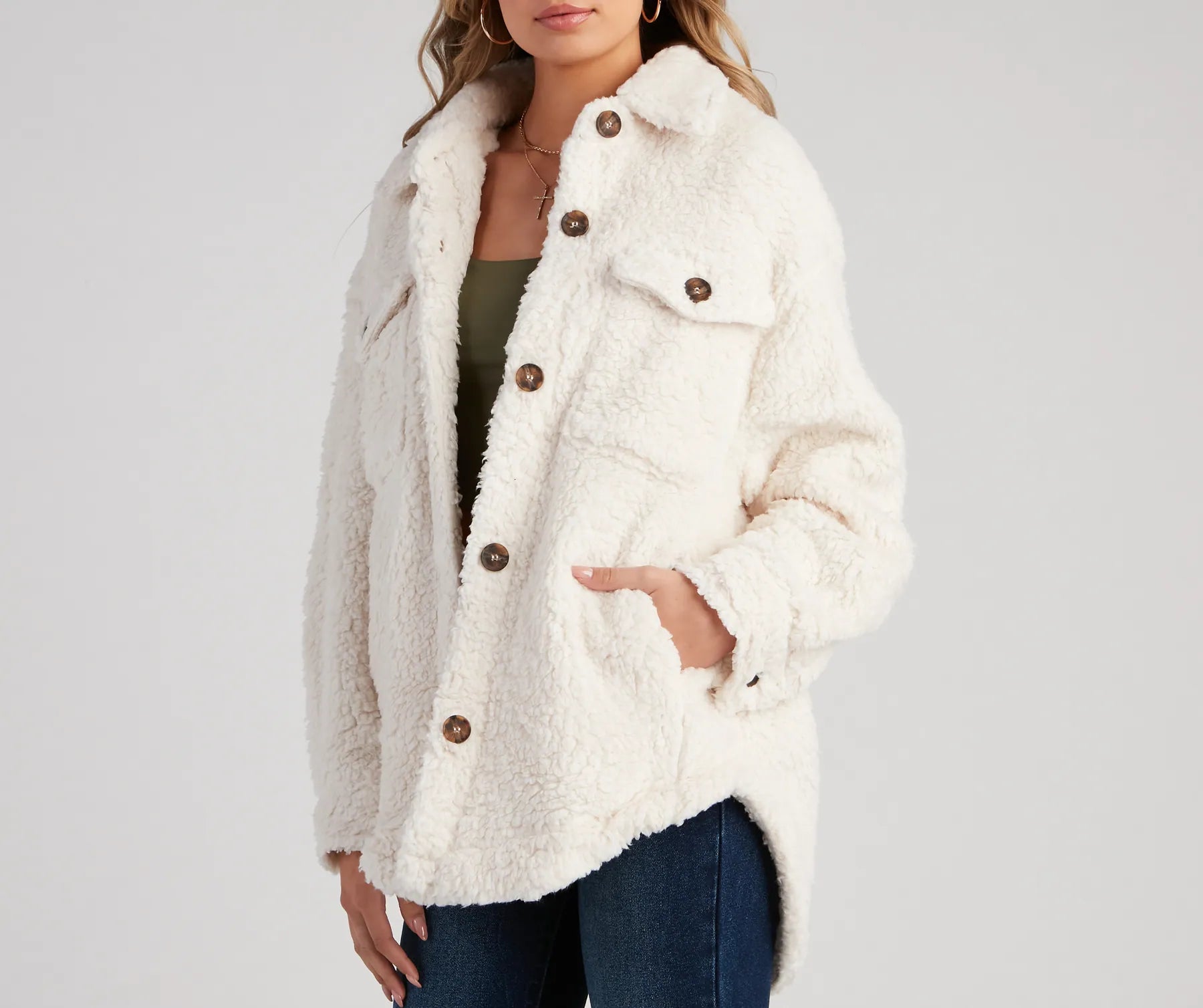 All About Knit Sherpa Shacket - Image 7