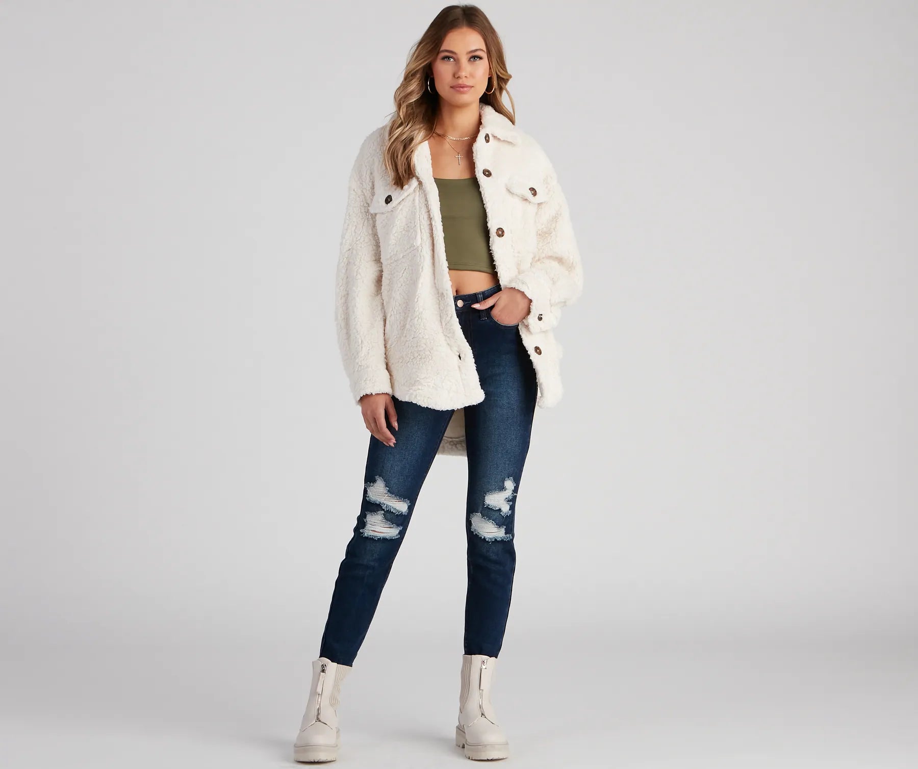 All About Knit Sherpa Shacket - Image 9