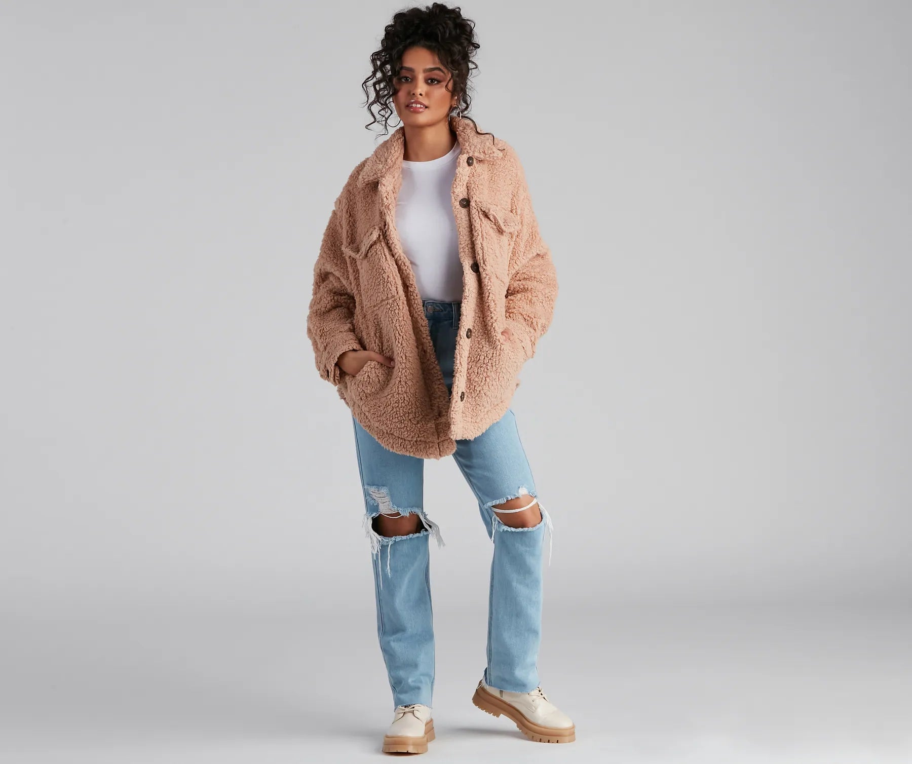 All About Knit Sherpa Shacket - Image 4
