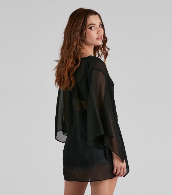 Sheer Secrets Chiffon Short Kimono - Image 4