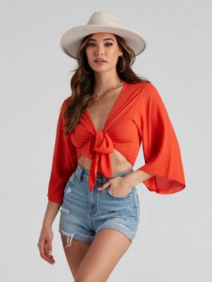 Boho Bell Tie-Front Top
