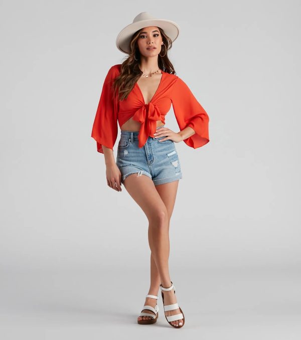 Boho Bell Tie-Front Top - Image 2
