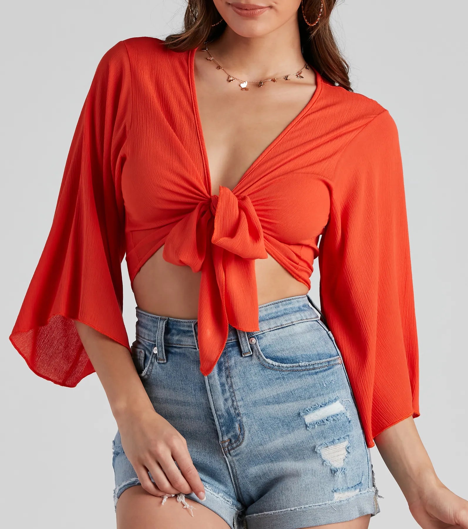 Boho Bell Tie-Front Top - Image 3