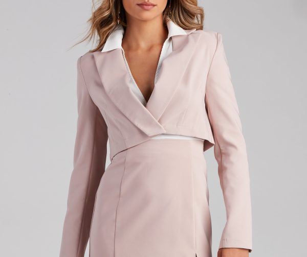 Take Charge Cropped Woven Blazer - Image 3