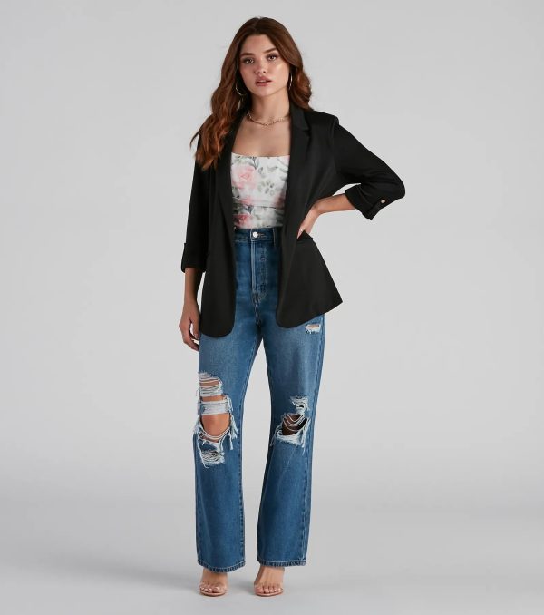 Chic Fit Cuffed Boyfriend Blazer - Image 2