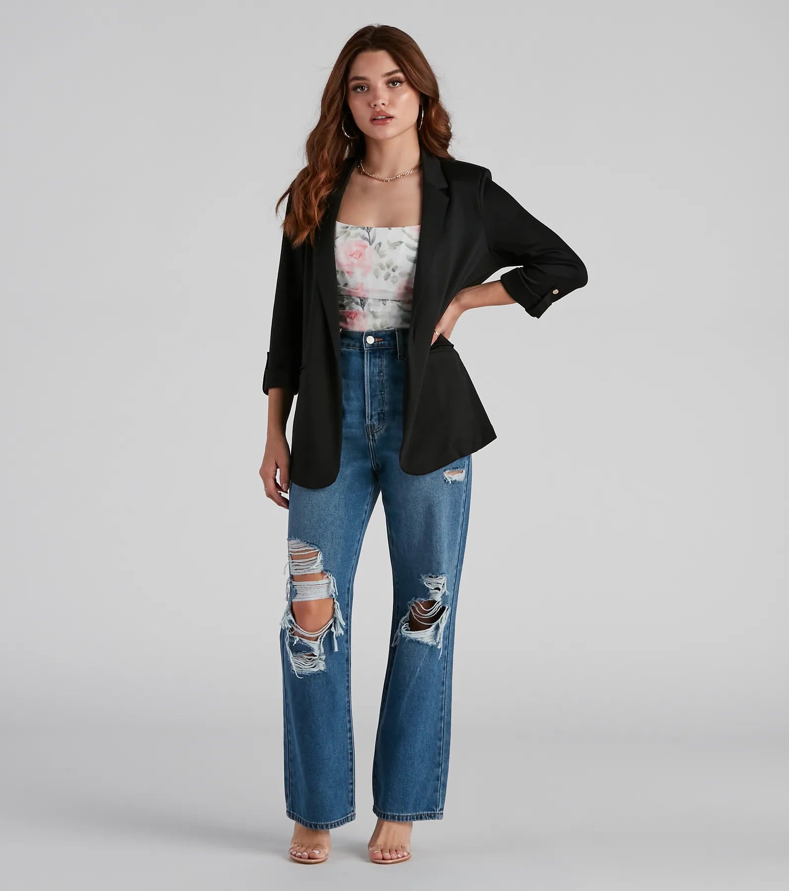 Chic Fit Cuffed Boyfriend Blazer - Image 2