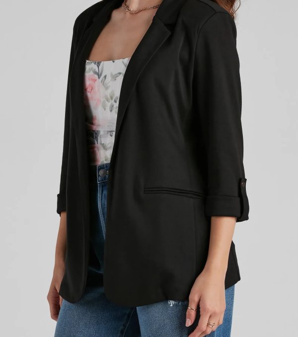 Chic Fit Cuffed Boyfriend Blazer - Image 3