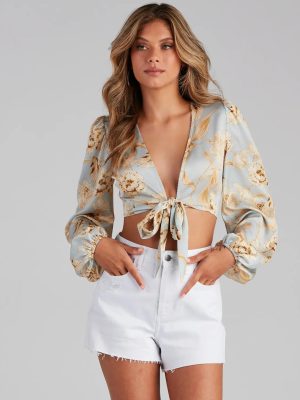 Golden Girl Satin Tie-Front Top