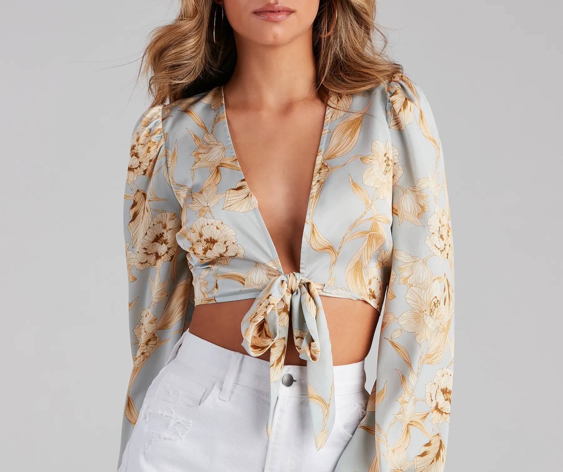Golden Girl Satin Tie-Front Top - Image 3