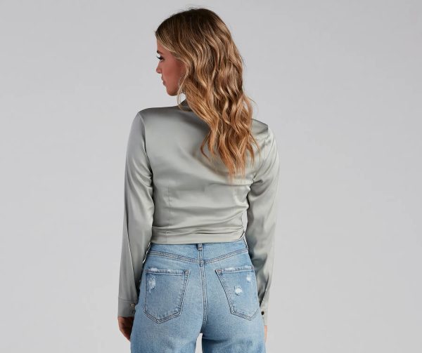 So Sleek Satin Tie-Front Blouse - Image 33