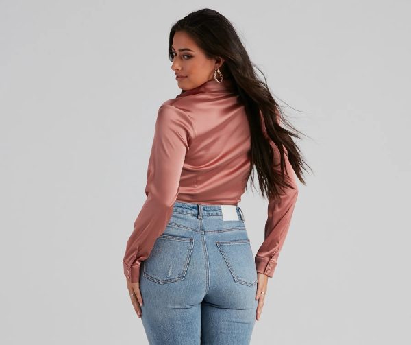 So Sleek Satin Tie-Front Blouse - Image 10