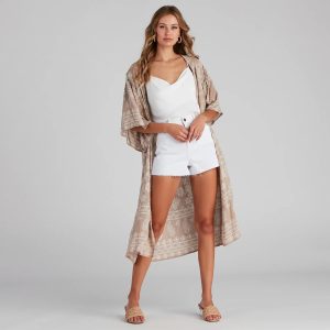 Vacay Mode Printed Kimono