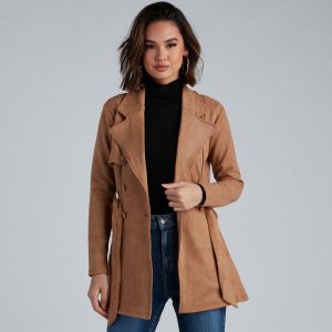 Classic And Elevated Faux Suede Trench