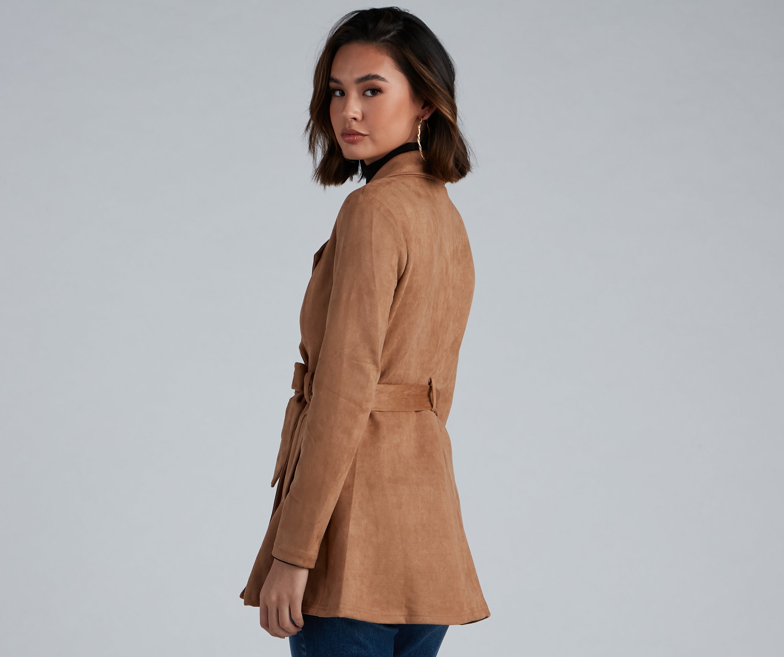Classic And Elevated Faux Suede Trench - Image 2