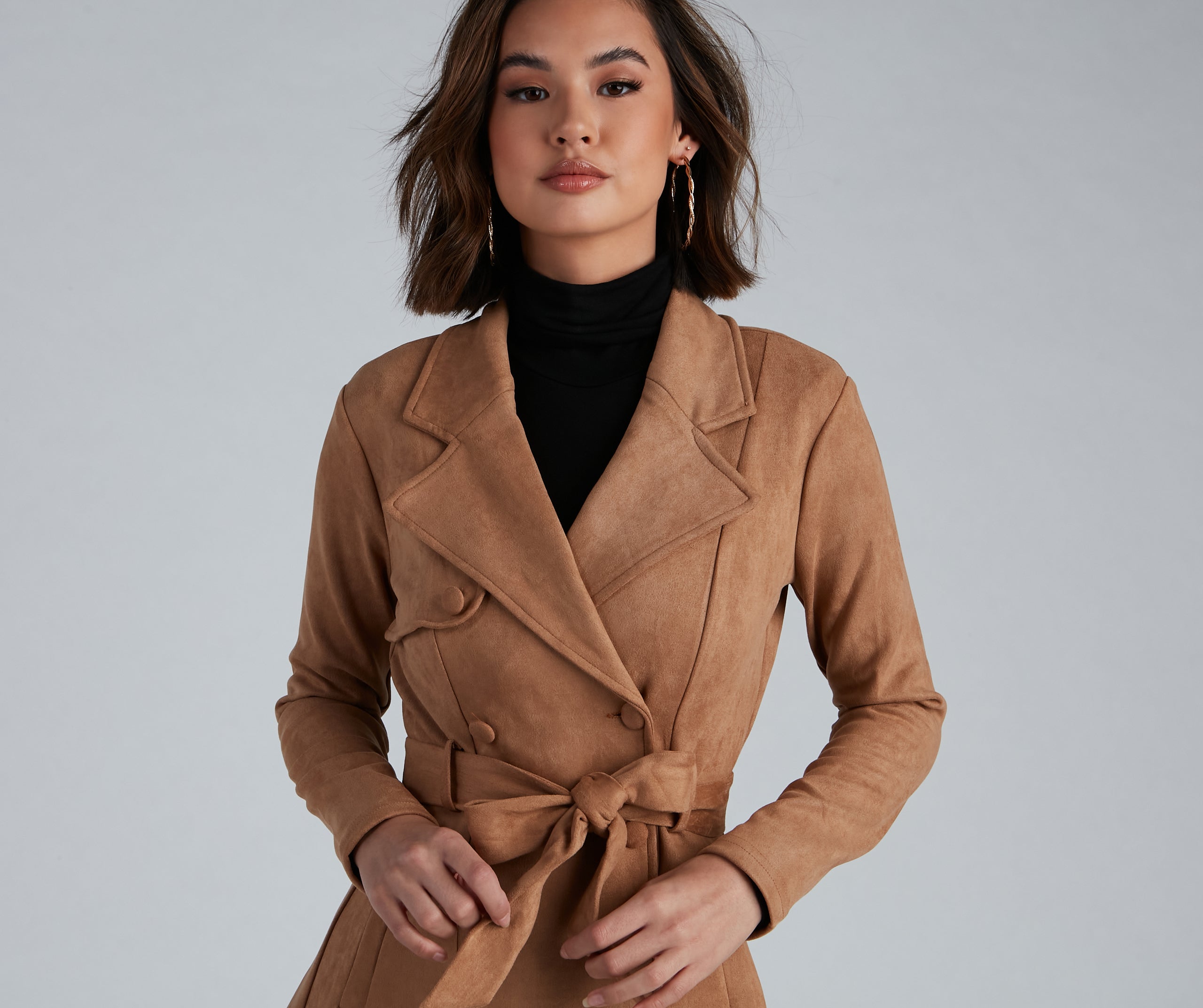 Classic And Elevated Faux Suede Trench - Image 4