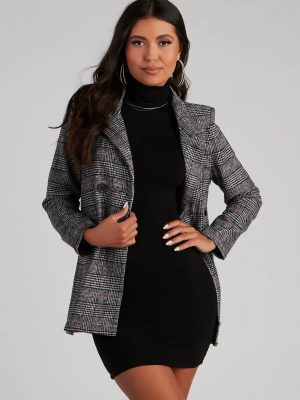 Taking Care Of Business Plaid Blazer