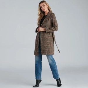 Uptown Plaid Trench Coat