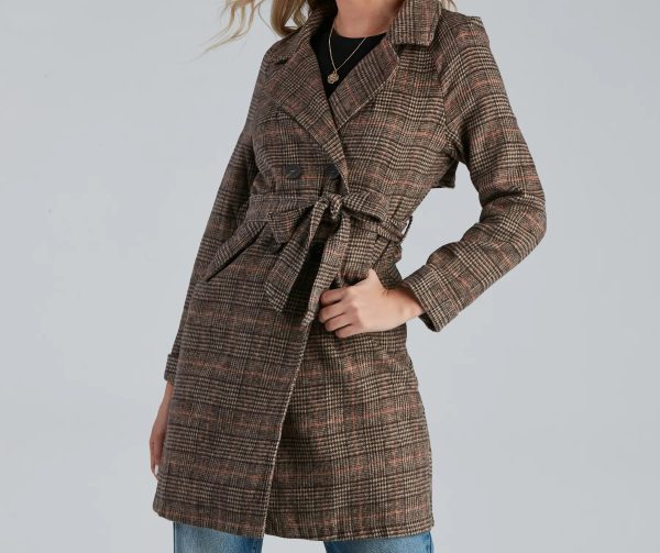 Uptown Plaid Trench Coat - Image 3