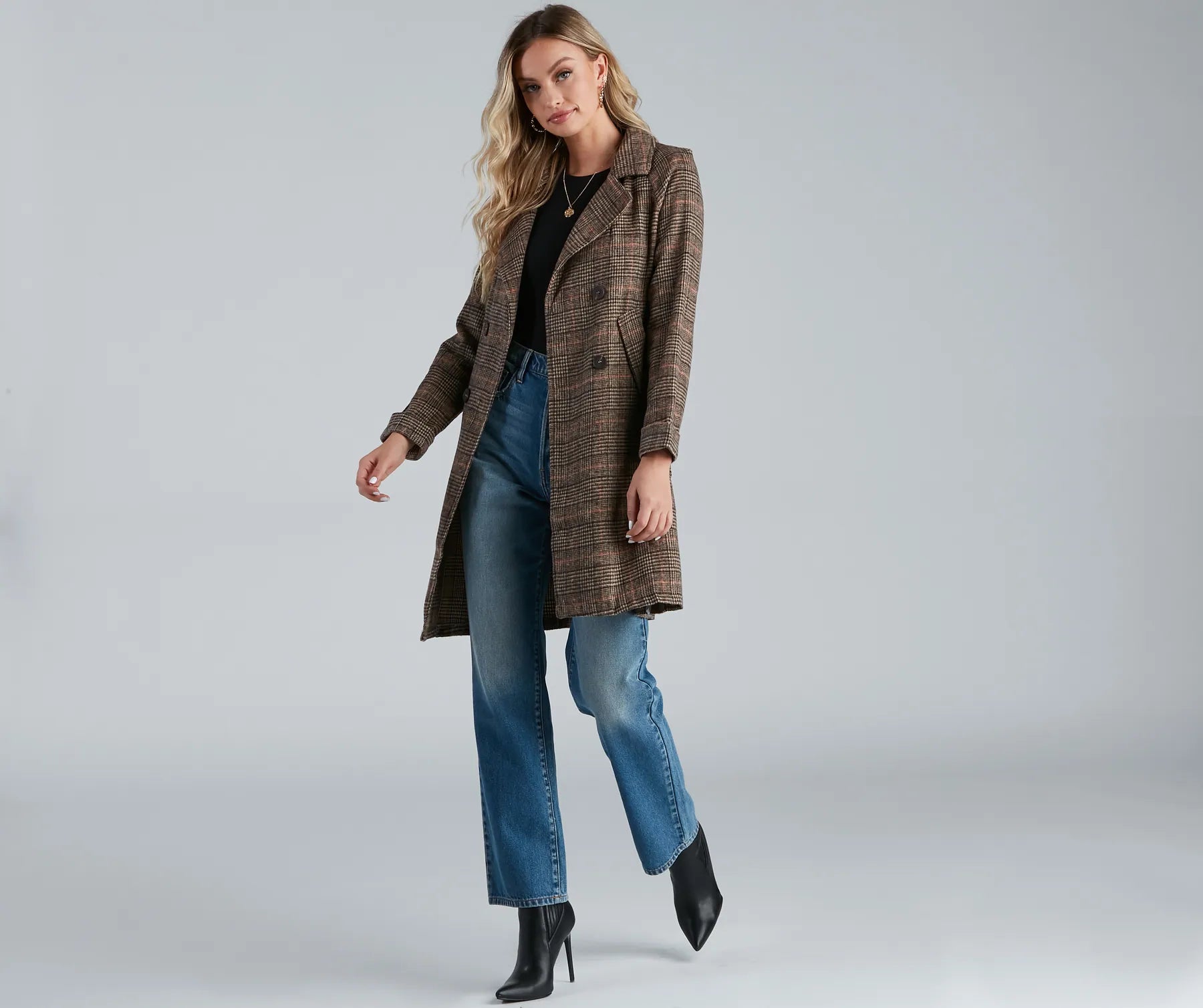 Uptown Plaid Trench Coat - Image 5